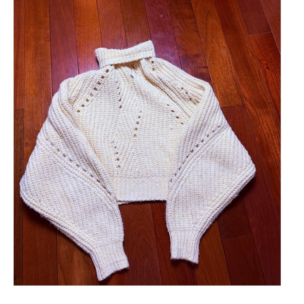 Free People  Cropped Turtleneck Sweater Cream Yellow XS